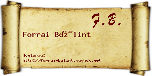Forrai Bálint névjegykártya